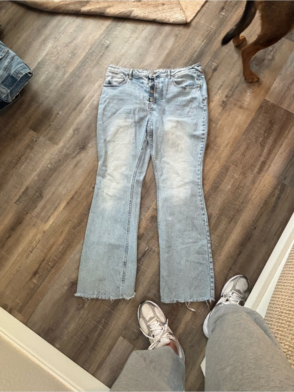 Light Blue Women's High-Rise Flare Jeans with Button-Fly